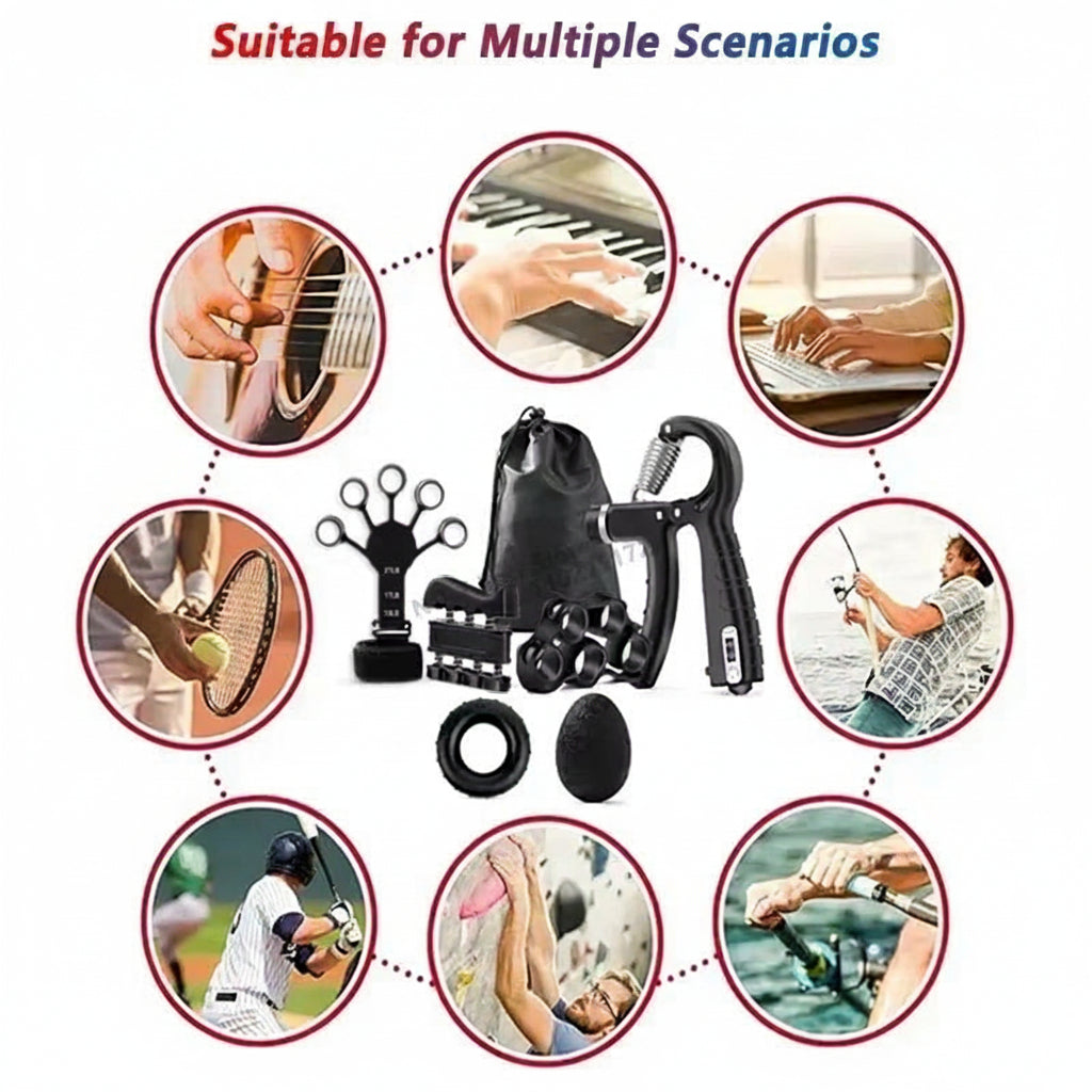 5-60Kg Adjustable Grip Strength Trainer with Finger Exerciser Hand Grip Strengthener for Muscle Building and Injury Recover