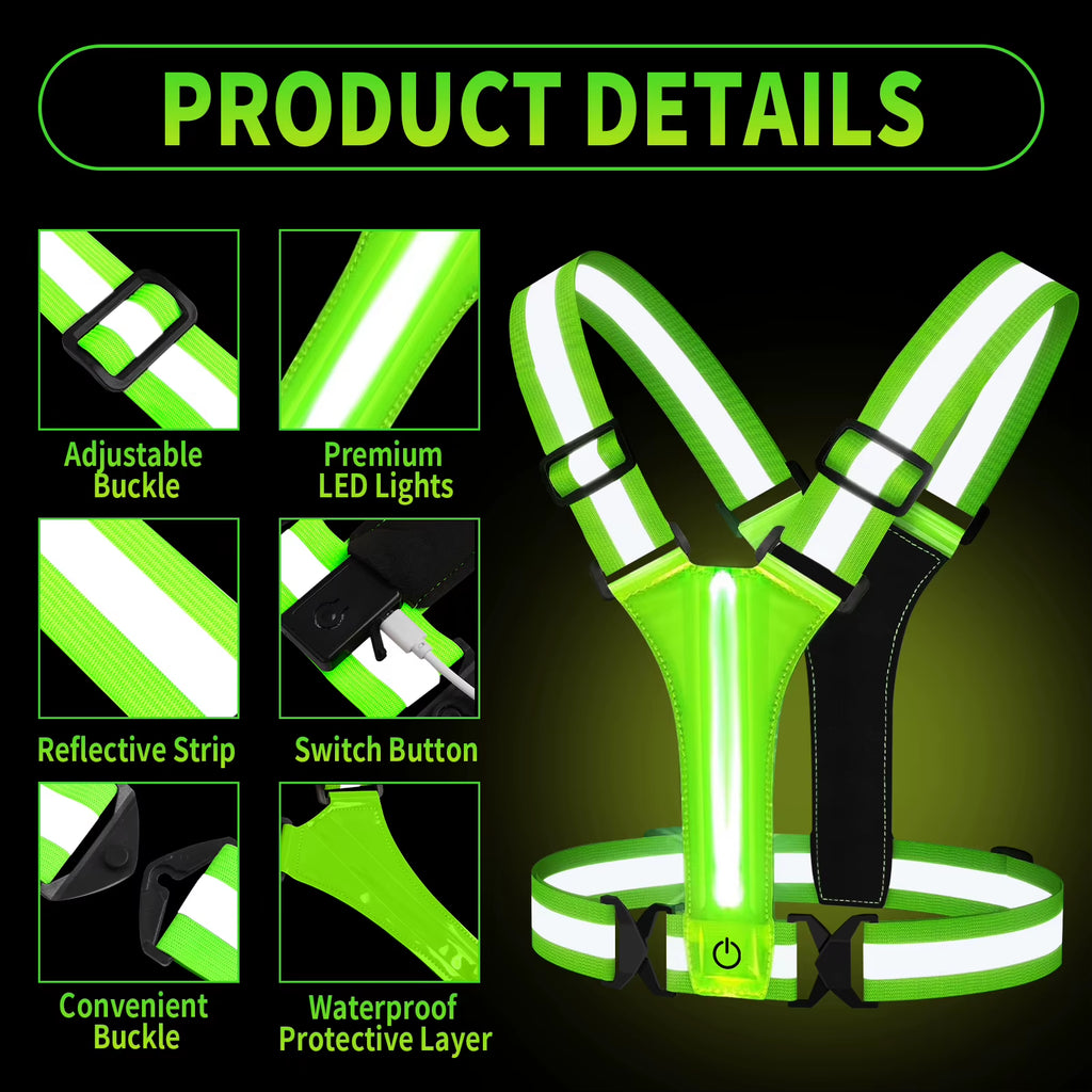 Outdoor Night Walking Safety Vests Highlight Adjustable Lightweight Reflective Vest Biking Safety Straps Waterproof Running Gear